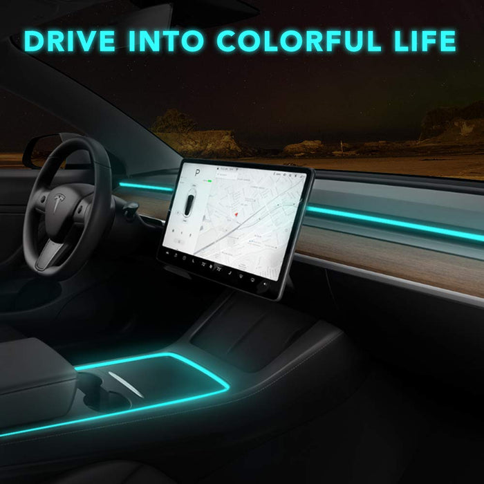 Upgraded 2021-2025 Interior LED Dashboard + Center Console Light Strip ...