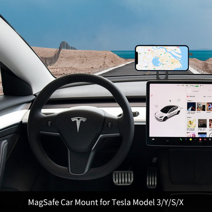 Tesla Phone Mount, MagSafe Car Mount for Tesla Model 3 Model Y, Foldable  Hidden Magnetic Phone Mount Fit for iPhone 14 13 12 Series and All Phone,  Tesla Model 3 Accessories, Tesla