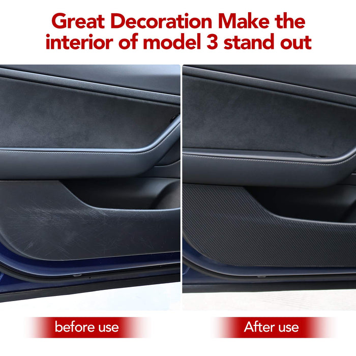 Door Protector Anti-Kick Mat Leather Matte Black | Tesla Model 3 (2017-2023)