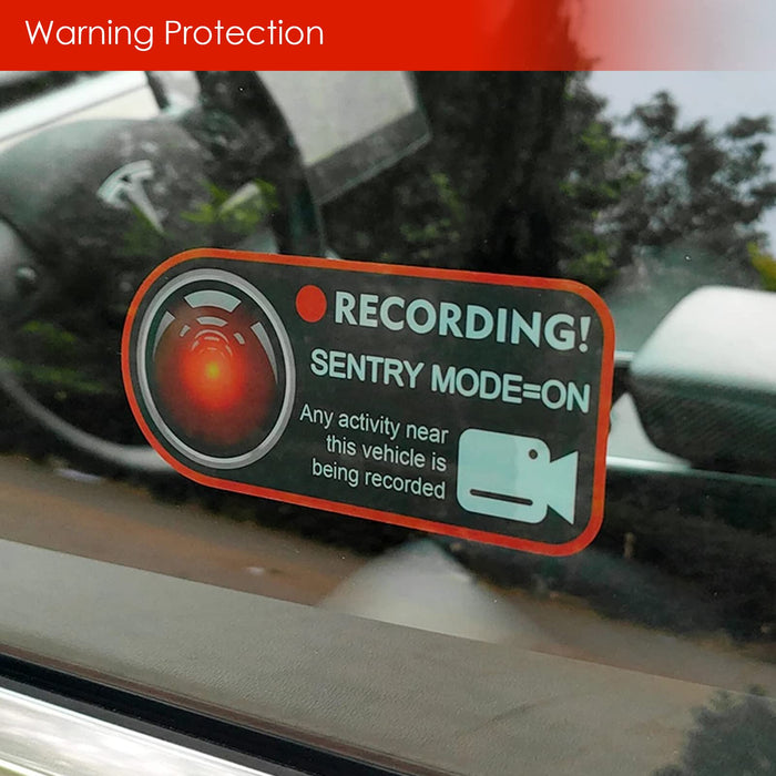 Sentry Mode Stickers Compatible with Tesla Model 3 Y X S Cybertruck Sticker Window Warning Static Adsorption Paste Pattern (2 PCS)