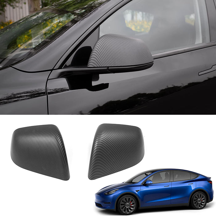 Real Carbon Fiber Model Y Side Door Mirror Cover (Matte Carbon Fiber, Glossy, Matte Black Patterns), Tesla Model Y 2020-2023