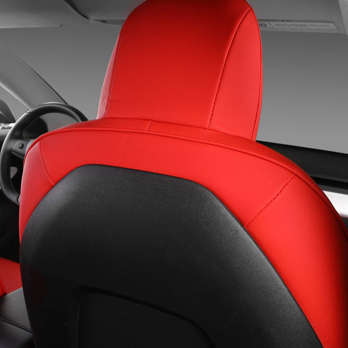 Xipoo for Tesla Model Y Car Seat Cover PU Leather Cover Fully Wrapped