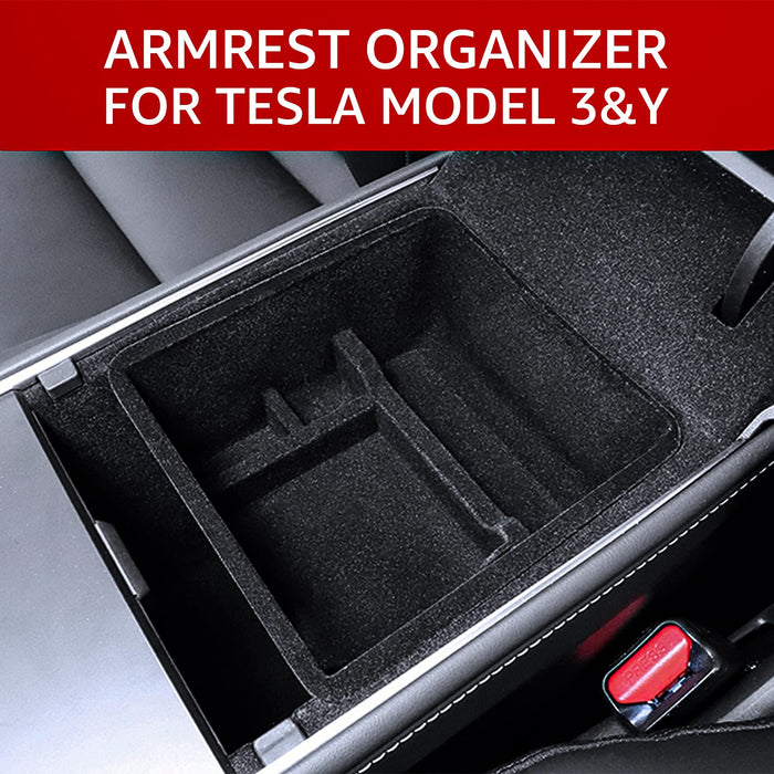 Armrest Storage Box Organizer Center Console Tray | Tesla Model 3 & Y 2016-2023