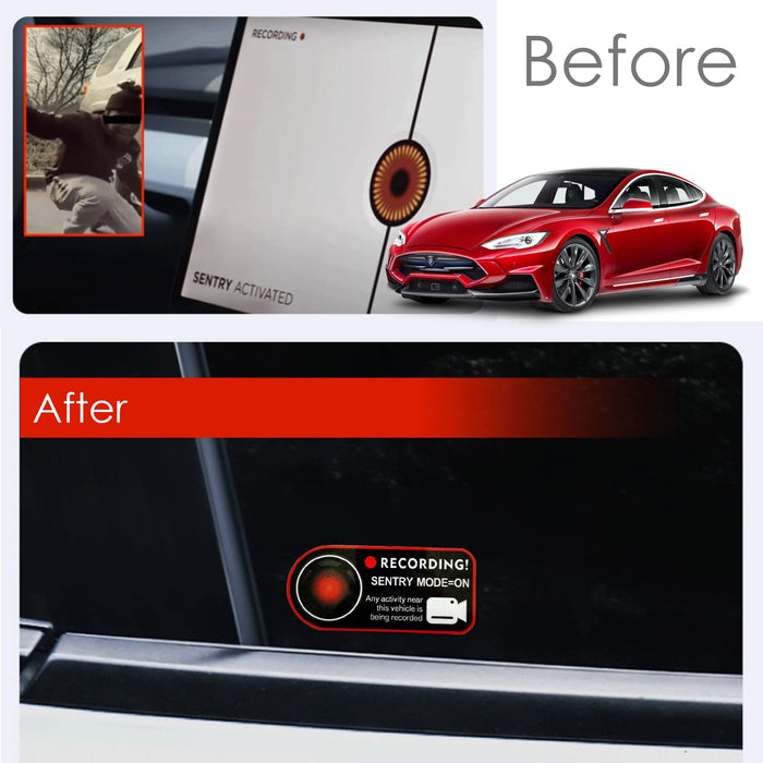 Sentry Mode Stickers Compatible with Tesla Model 3 Y X S Cybertruck Sticker Window Warning Static Adsorption Paste Pattern (2 PCS)