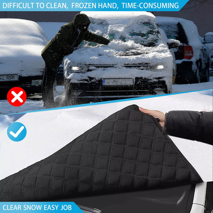 Tesla Model 3/Y/S Car Windshield Cover for Ice and Snow for Any Weather | Frost Guard Windshield Sunshade Snow Cover with Side Mirror Cover UV Block Accessories Model 3 Y S-Windshield Exterior Cover