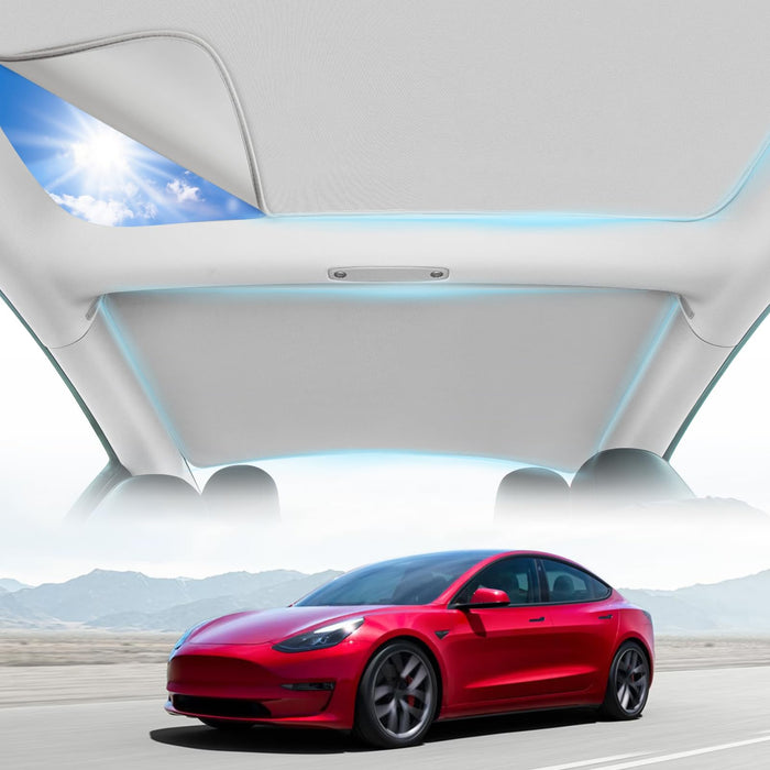 New Static Cling Tesla Model Y Roof Sunshade, Tesla Electrostatic Adhesion Sunshade for Model Y, Heat Insulation No Buckle No Sag | Tesla Model Y (2020-2023)