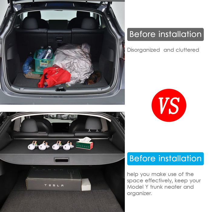 Cargo Cover | Tesla Model Y 2020-2022 (Manufactured before June 2022), Retractable Waterproof Rear Trunk Cargo Luggage Security Privacy Shade Cover Shield