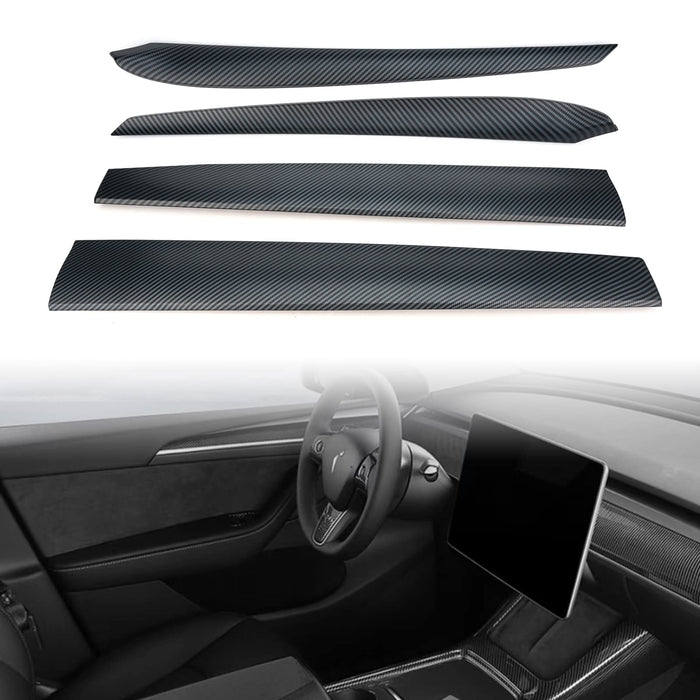 2021-2023 Tesla Model 3 Dashboard Cover Wrap & Inner Front Door Trim Panel Armrest Cover (Matte Carbon Fiber Pattern)