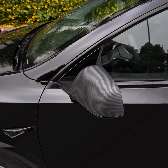 Real Carbon Fiber Model Y Side Door Mirror Cover (Matte Carbon Fiber | Glossy | Matte Black Patterns) | Tesla Model Y 2020-2023