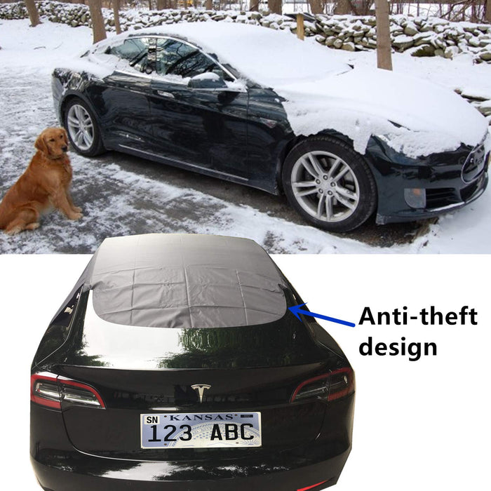 Jojomark Windshield Snow Cover for Tesla Model 3, Half Size Car Cover Waterproof