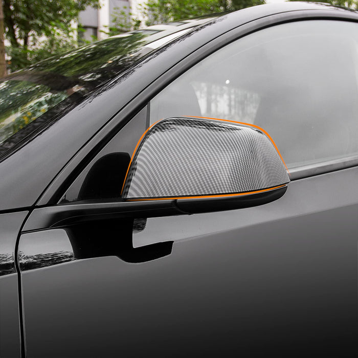 Real Carbon Fiber Model Y Side Door Mirror Cover (Matte Carbon Fiber | Glossy | Matte Black Patterns) | Tesla Model Y 2020-2023