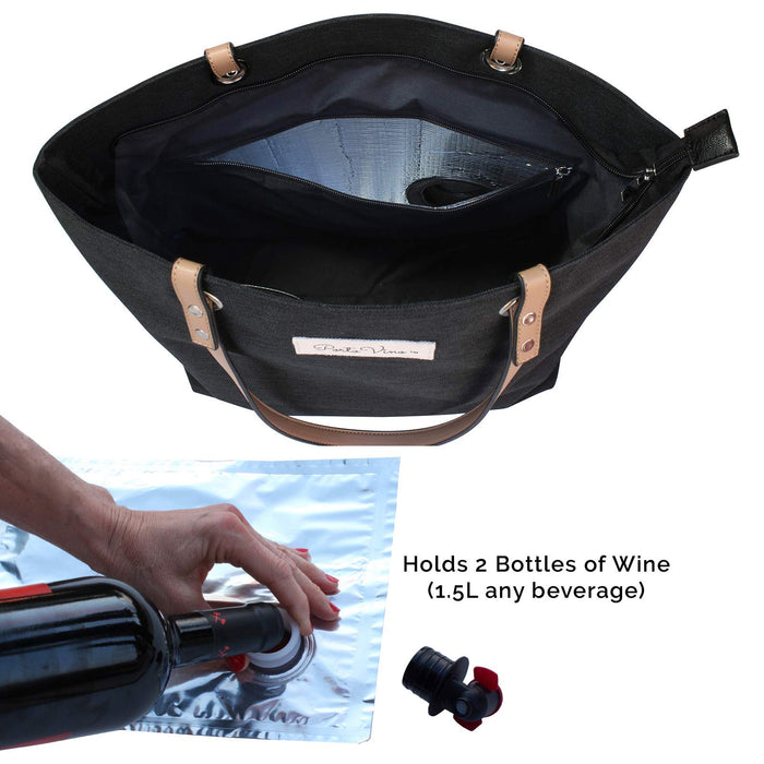 Wine Purse Holds 2 Bottles Hidden insulated Compartment | CAMPER MODE - S3XY Models