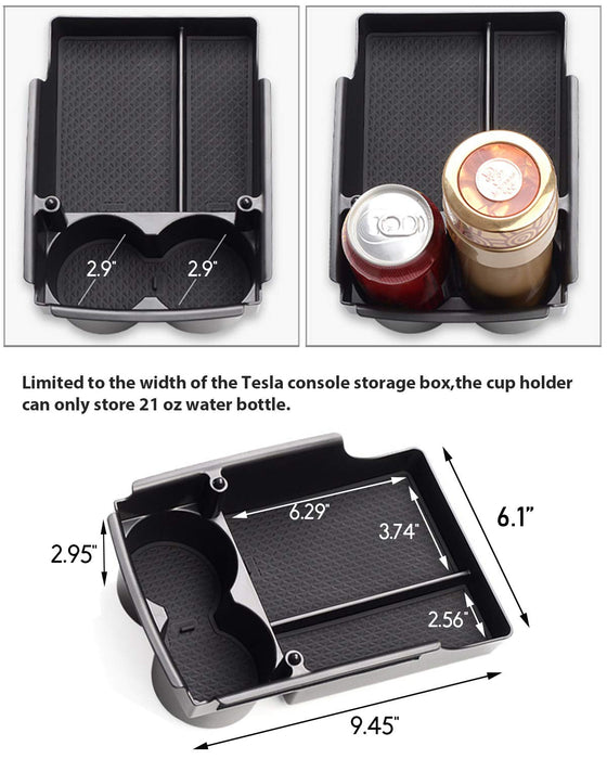 (2016-2021) Tesla Model S/X Center Console Storage Organizer Tray+Cup Holder