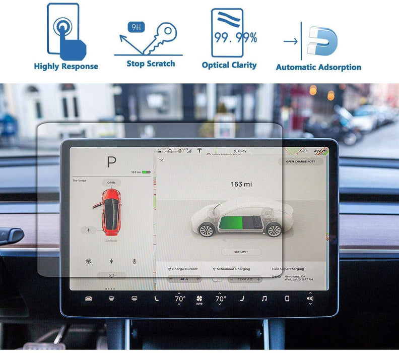thumbnail image 2 of Spigen Tempered Glass Screen Protector [Glas.tR EZ Fit] Designed For Tesla Model 3 / Model Y 2 of 14