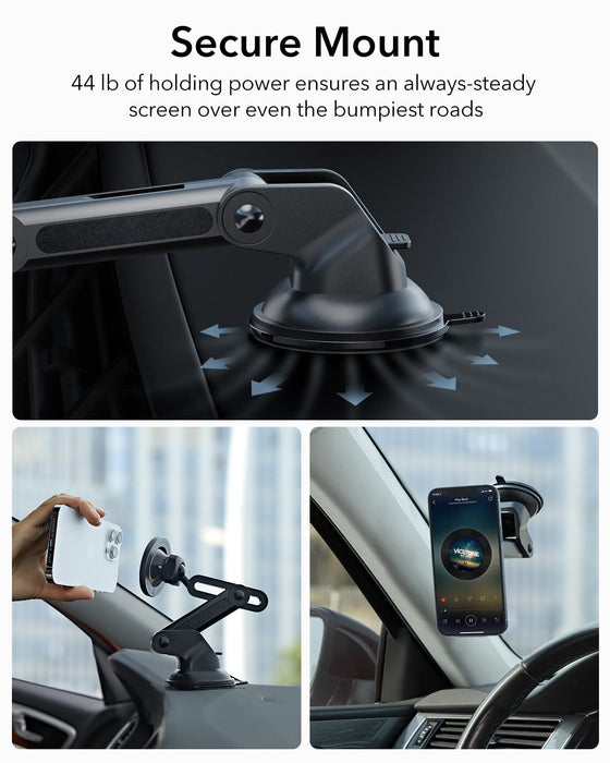 Tesla Dashboard Phone Mount, Compatible with MagSafe Car Mount, Windshield Car Mount Compatible with iPhone 14/14 Plus/14 Pro/14 Pro Max/13/12 Series, Charging Not Supported, Metallic Grey