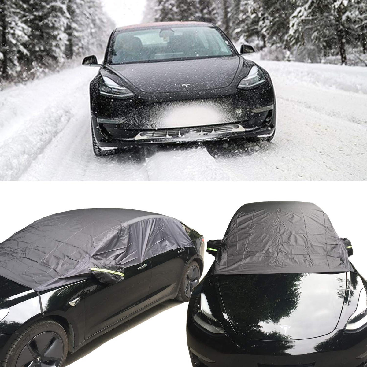 TSELLER for Tesla Model 3/Y/S Car Windshield Cover for Ice and Snow for Any  Weather Winter Summer Thick Outside Frost Guard Windshield Sunshade Snow