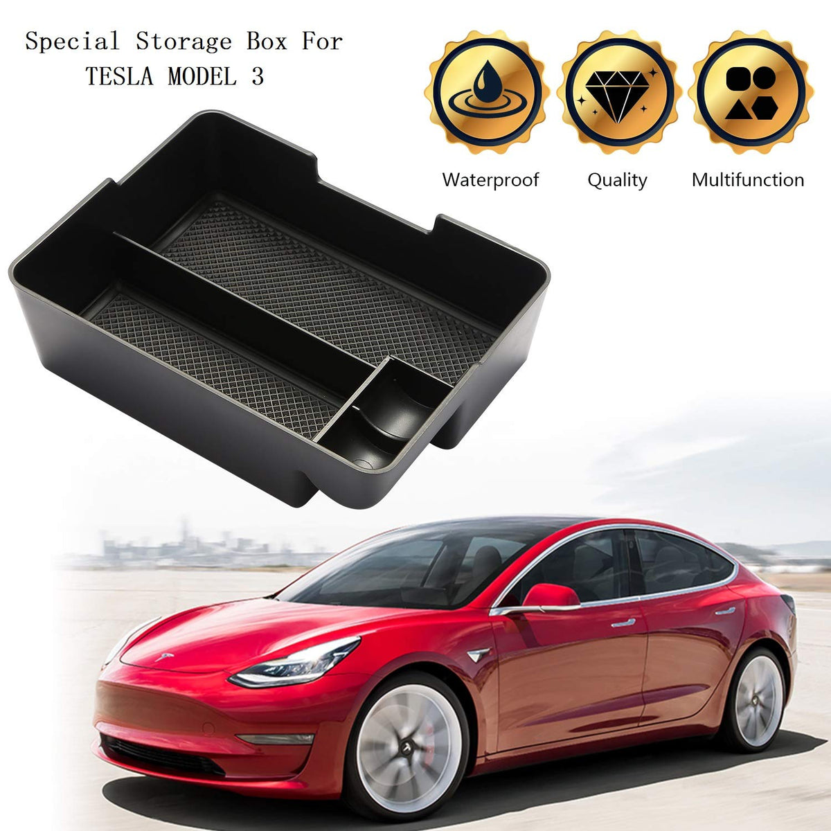 Center Console Armrest Storage | Tesla Model 3 2018-2020 | EV Bandit