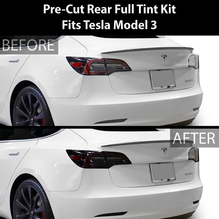 Tail Head Light Side Markers Reflectors Tint Kit (Dark Smoke Full Kit) for Tesla Model 3 (2018-2023)