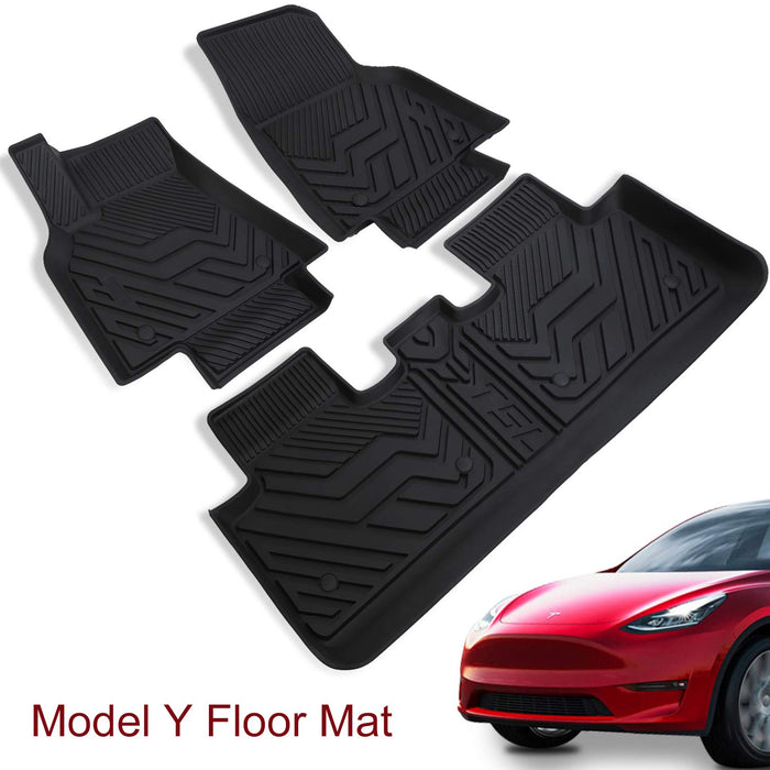 3D All-Weather Anti-Slip Waterproof Floor Mat Set | Tesla Model Y - S3XY Models