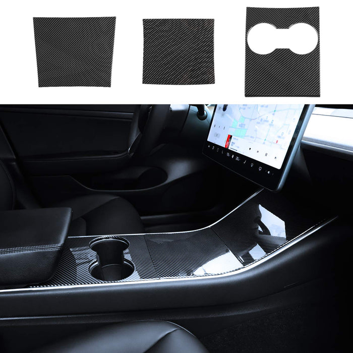 Carbon Fiber Center Console Wrap Cover Kit | Tesla Model 3 & Y