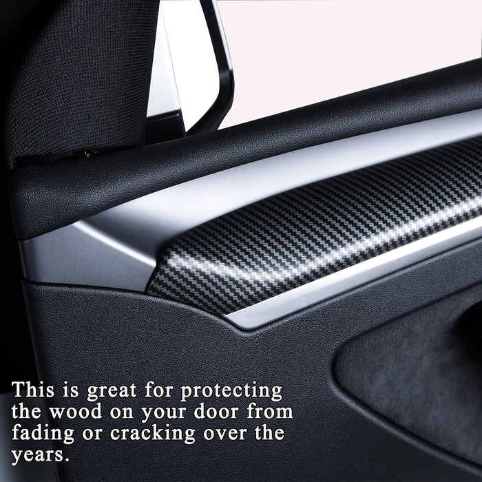 2021-2023 Interior Door Trim Cover Wrap ABS (Matte Carbon Fiber Pattern) 2pcs | Tesla Model 3 2021