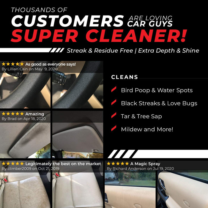 Car Guys Super Cleaner - Effective Car Interior Cleaner - Best for  Detailing Carpet Leather Upholstery Fabric Vinyl