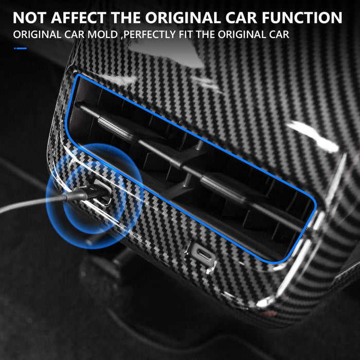 2017-2023 Tesla Model 3 Model Y Rear Air Condition Vent Cover & Anti Kick Cover Protector (Glossy Carbon Fiber Pattern)