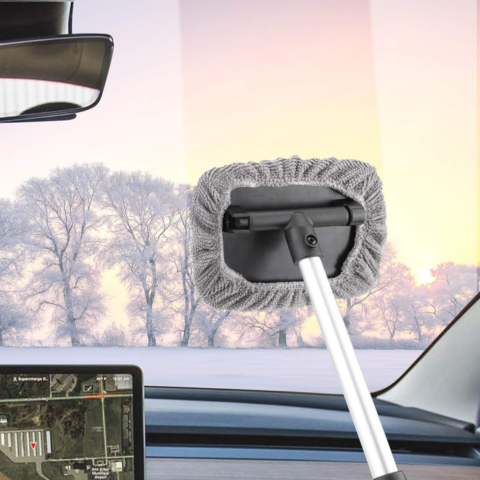 AstroAI Windshield Cleaner, Microfiber Car Window Cleaner with 4 Reusable and Washable Microfiber Pads and Extendable Handle Auto Inside Glass Wiper