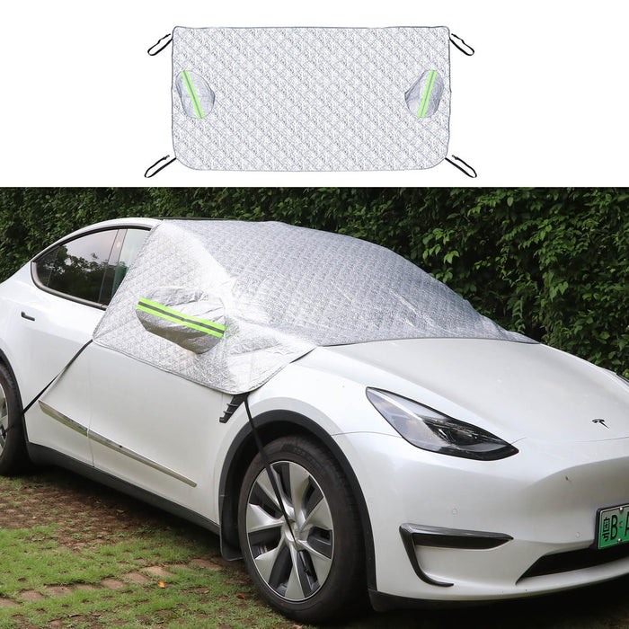 Tesla Model 3/Y/S Car Windshield Cover for Ice and Snow for Any Weather | Frost Guard Windshield Sunshade Snow Cover with Side Mirror Cover UV Block Accessories Model 3 Y S-Windshield Exterior Cover