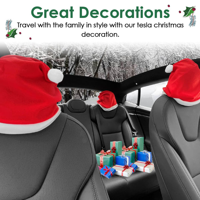 (NEW) Christmas Decorative Headrest Covers (4 PCS ) | Compatible with Tesla Model Y 3 X S Cybertruck